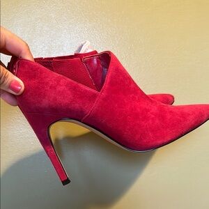 Calvin Klein Red Heels Suede Stiletto Ankle